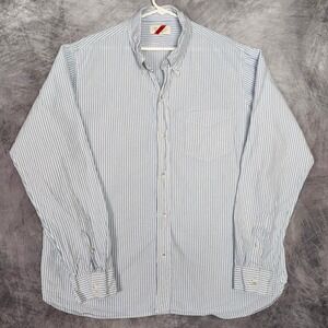 Best Made Co Linen Blend Striped Button Down Shirt Mens XXL Blue White Office